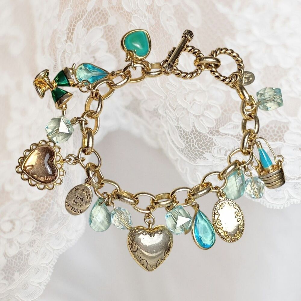 Victorian Revival Romance Charm Bracelet Gold tone